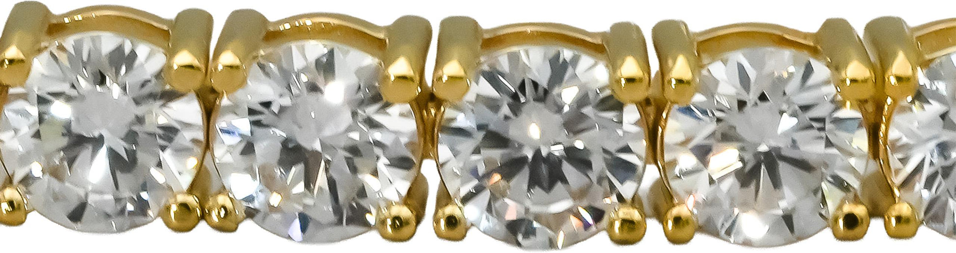 14k Yellow Gold VS Round Lab-Grown Diamond Tennis Bracelet 15.21CT