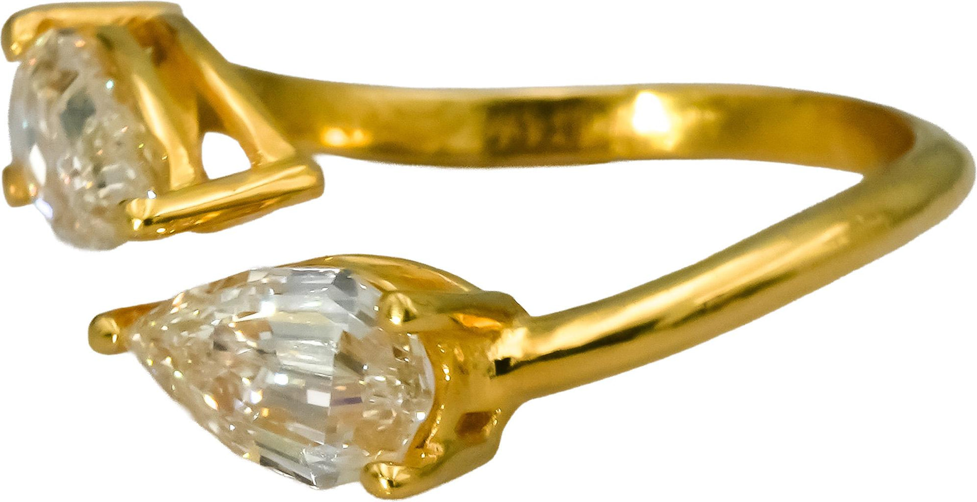 18k Yellow Gold VS Pear Step Cut Diamond Bypass Ring 2.02CT Size 6.5