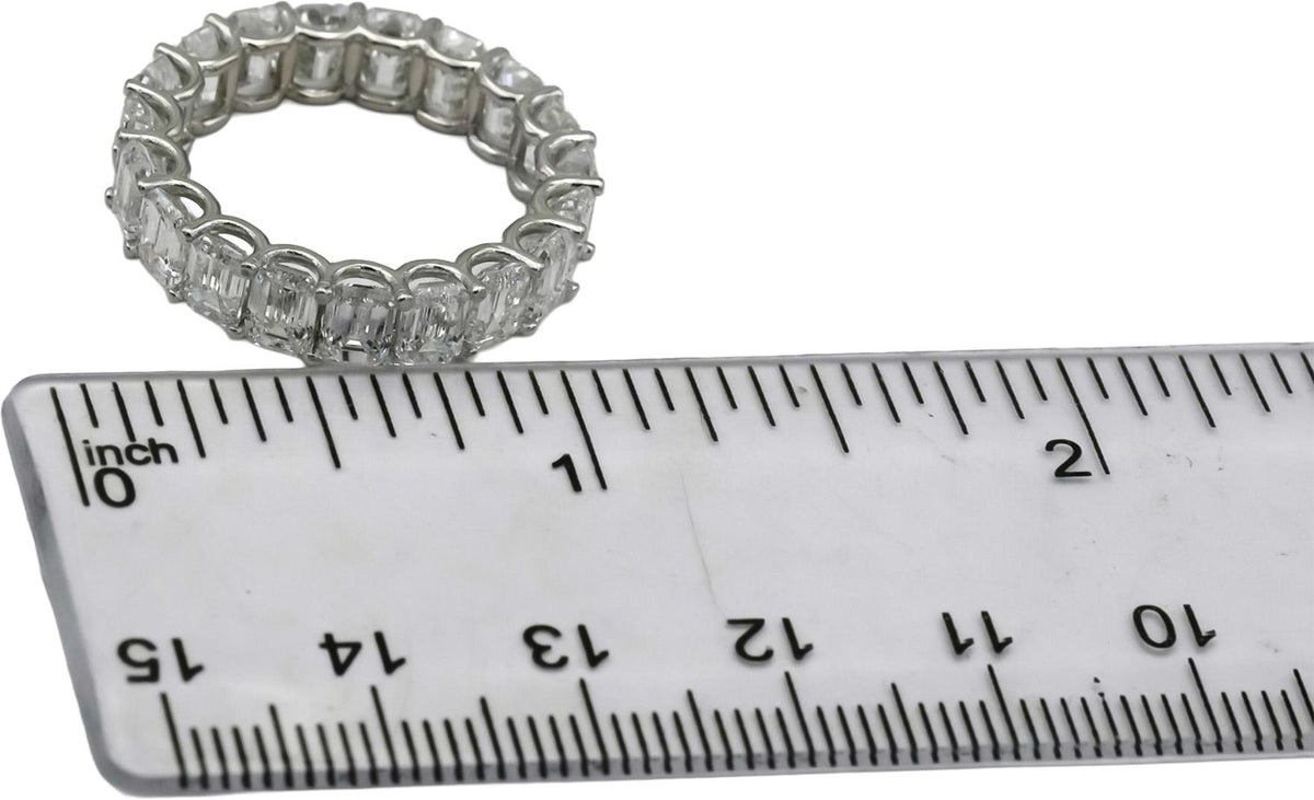 18k White Gold VS Emerald Cut Eternity Band Ring 7.16CT Size 6.75
