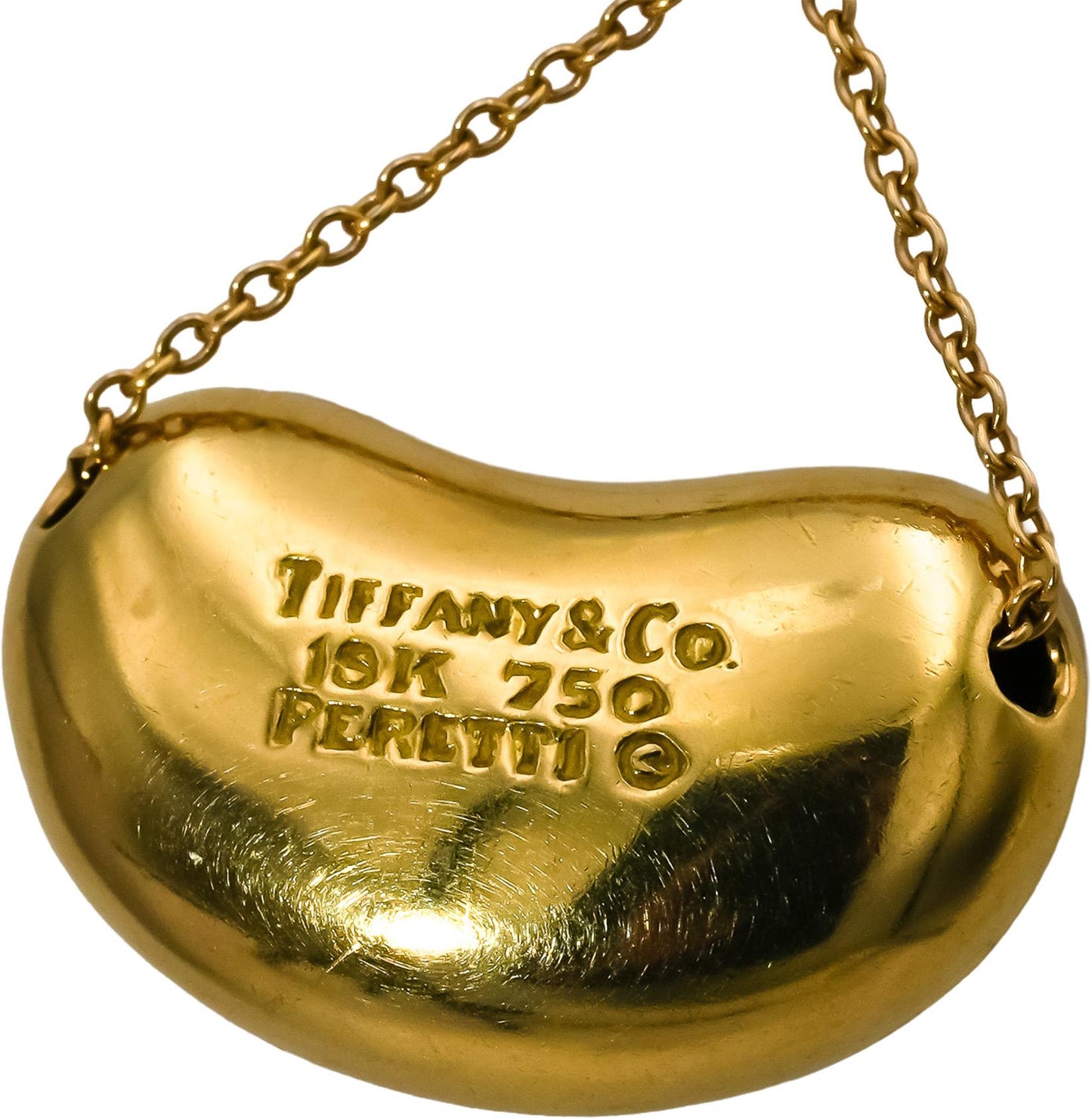 TIFFANY & CO. 18k Yellow Gold Elsa Peretti Bean Pendant Necklace 3300 Retail
