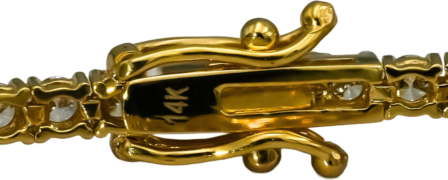 14k Yellow Gold VS Round Lab-Grown Diamond Tennis Bracelet 3.51CT