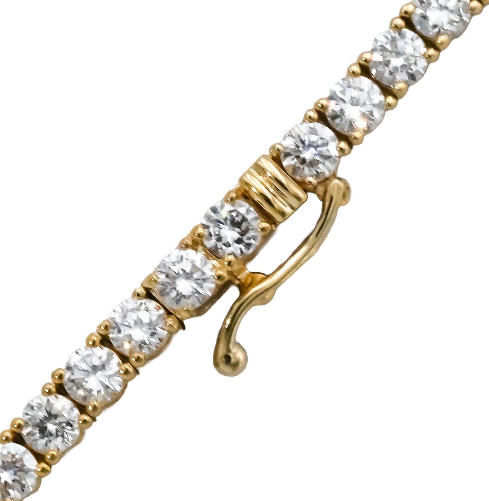 14k Yellow Gold VS Round Lab-Grown Diamond Tennis Necklace 12.82CT