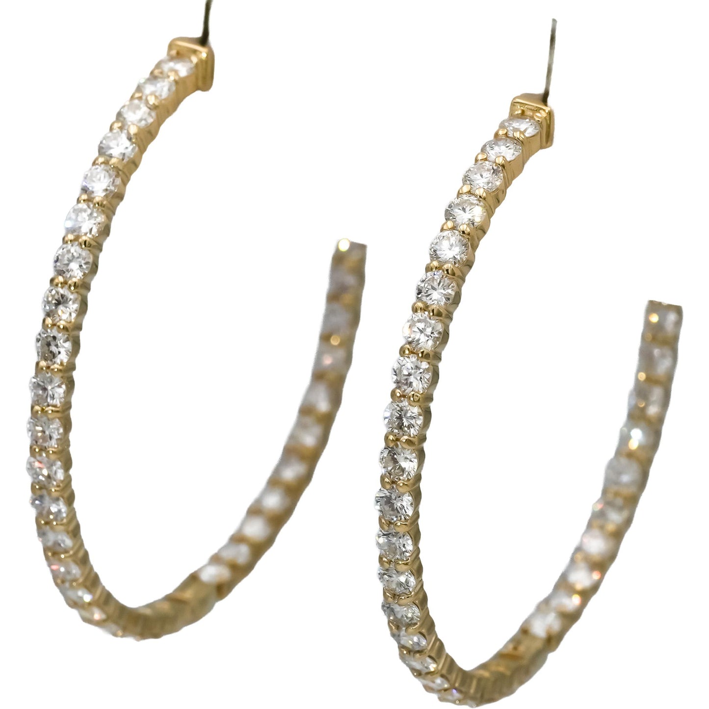 14k Yellow Gold Round Lab-Grown Diamond Inside Out Hoop Earrings 5.63CT