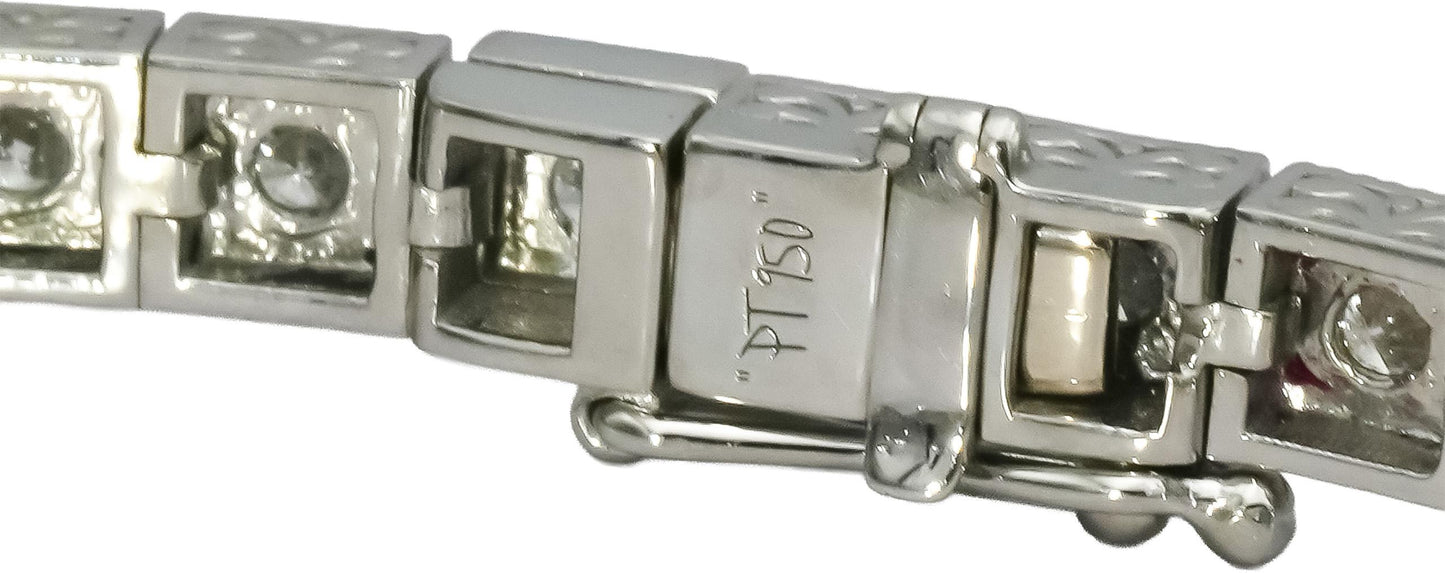 Platinum Round Natural Diamond Fancy Link Bracelet 4.65CT