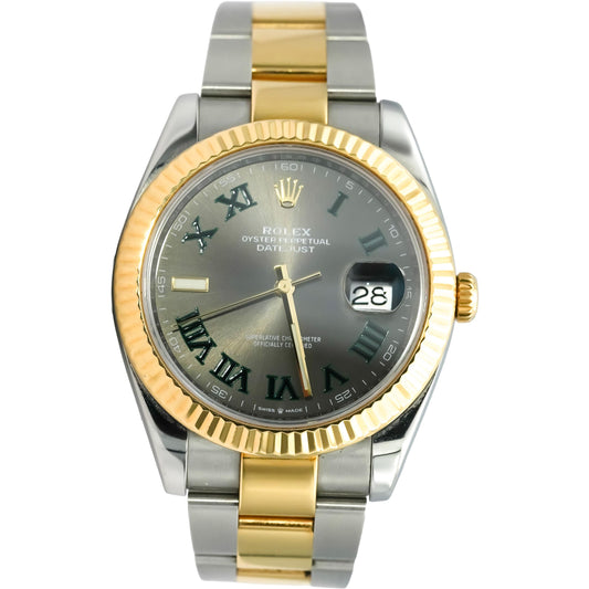 ROLEX Stainless Steel 18k Gold Datejust 41 "Wimbledon" Dial Watch Ref 126333