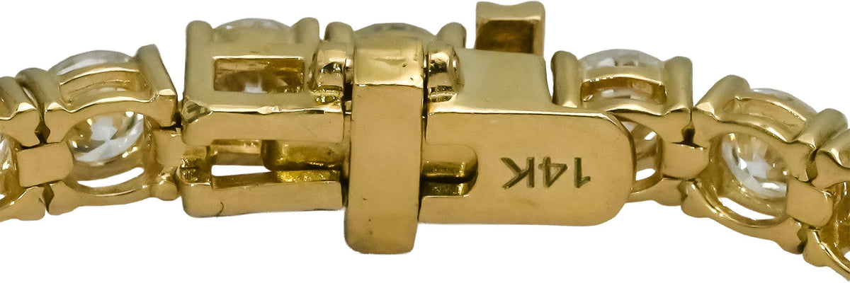 14k Yellow Gold VS Round Lab-Grown Diamond Tennis Bracelet 8.20CT