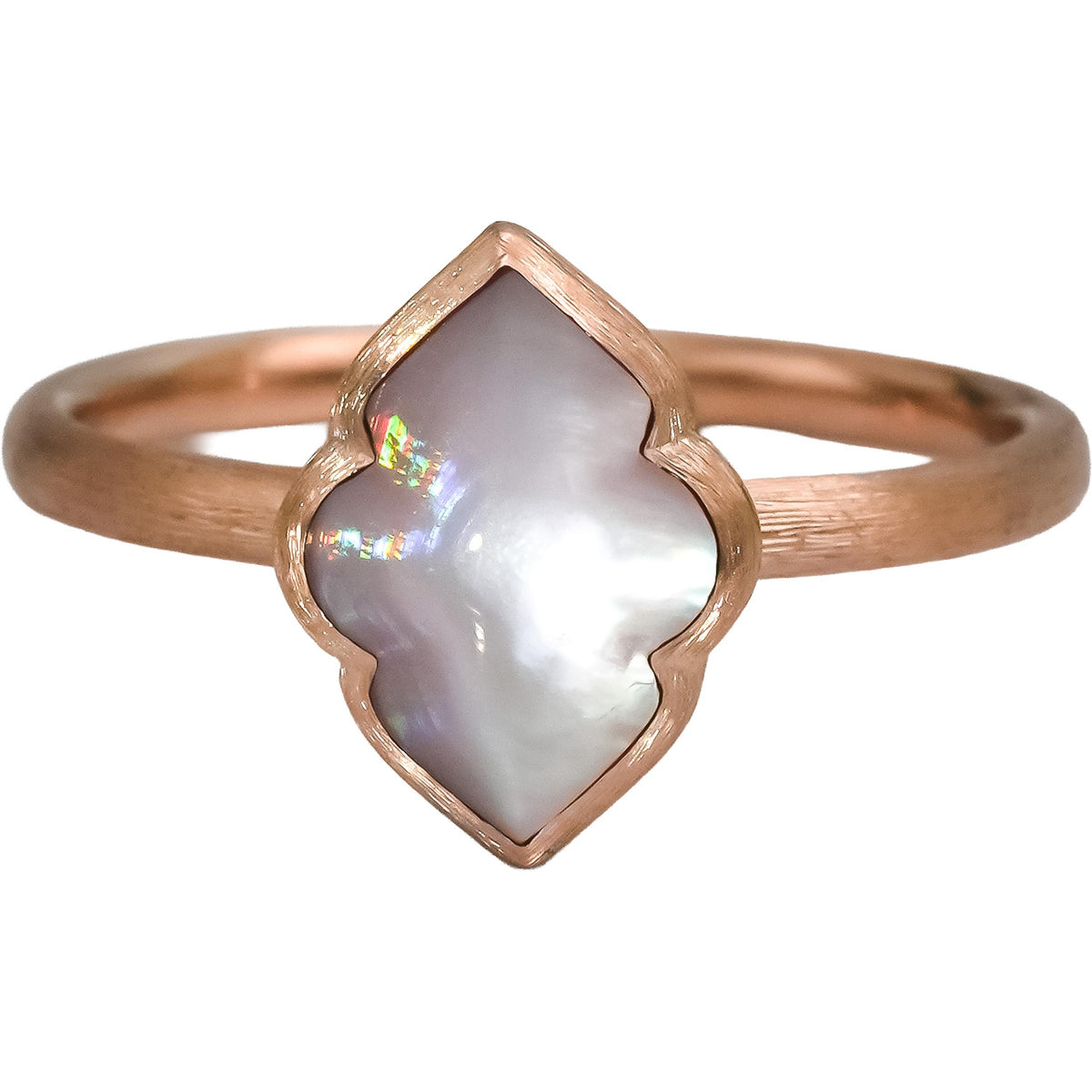 KABANA 14k Rose Gold Mother of Pearl Solitaire Ring Size 7.75