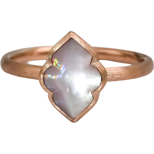 KABANA 14k Rose Gold Mother of Pearl Solitaire Ring Size 7.75