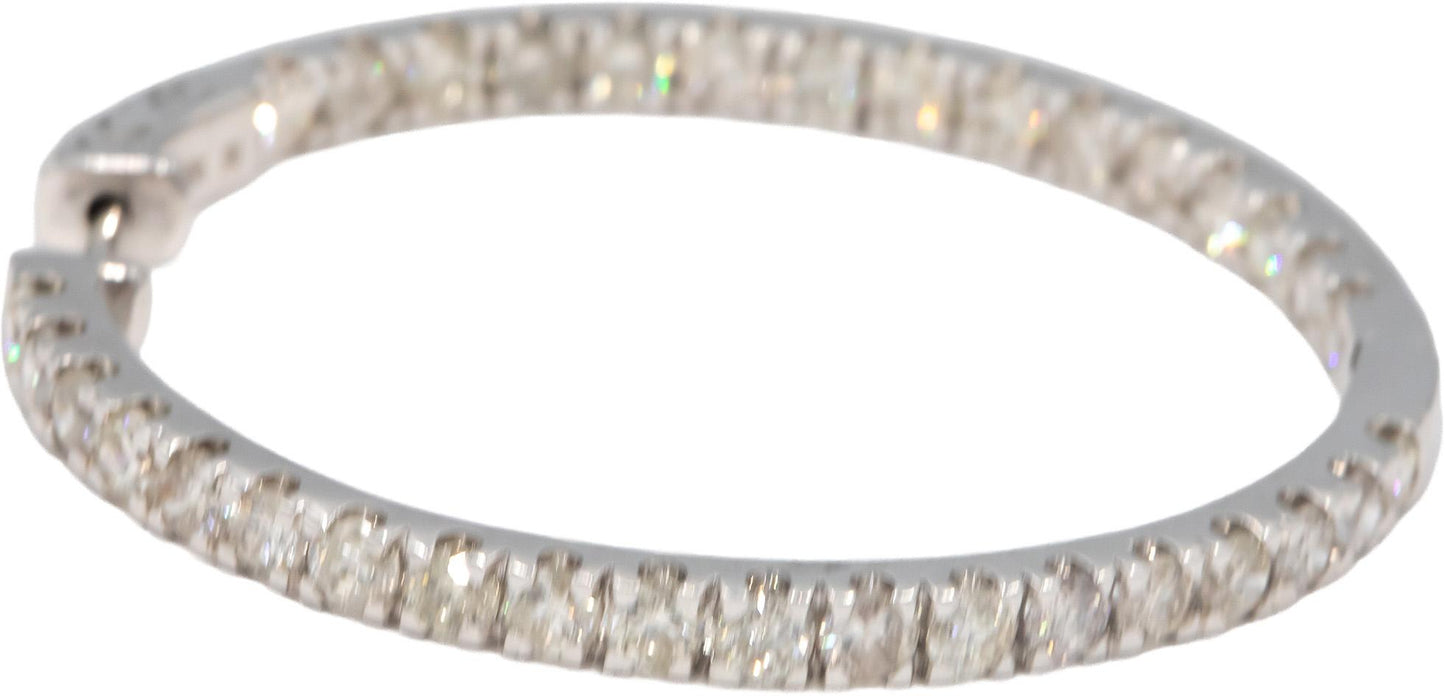 Diamond 10k White Gold Large Inside Out Hoop Earrings 6.0CT