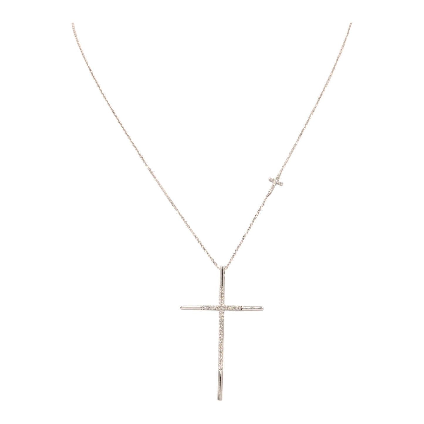 Vera Wang Love Collection 10k White Gold Double Diamond Cross Necklace