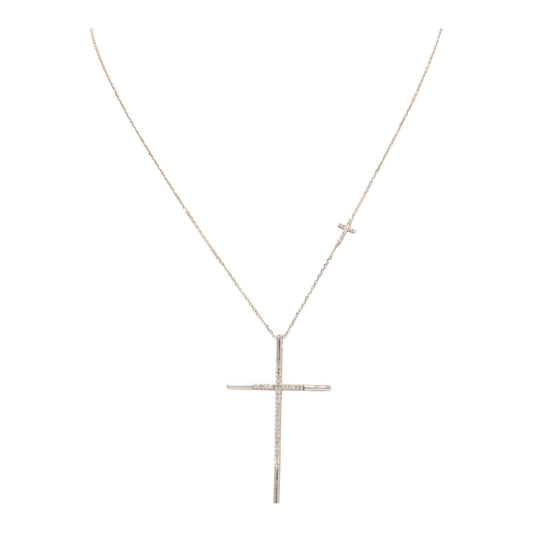 Vera Wang Love Collection 10k White Gold Double Diamond Cross Necklace