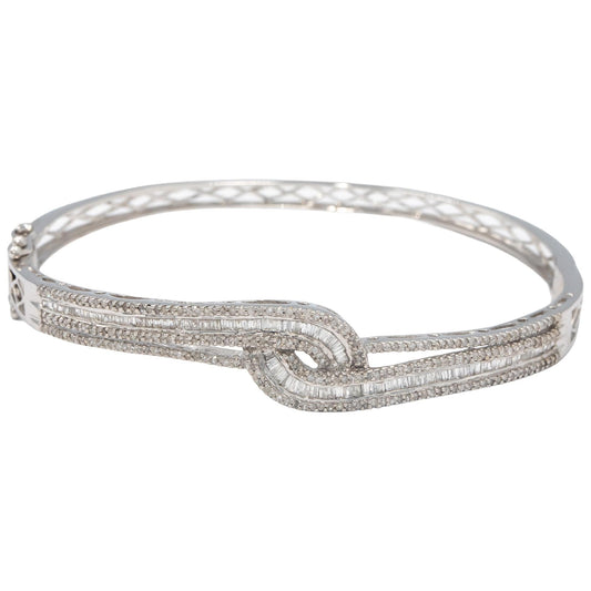14k White Gold Jewelry 1.50CT Diamond Hinged Bangle Bracelet
