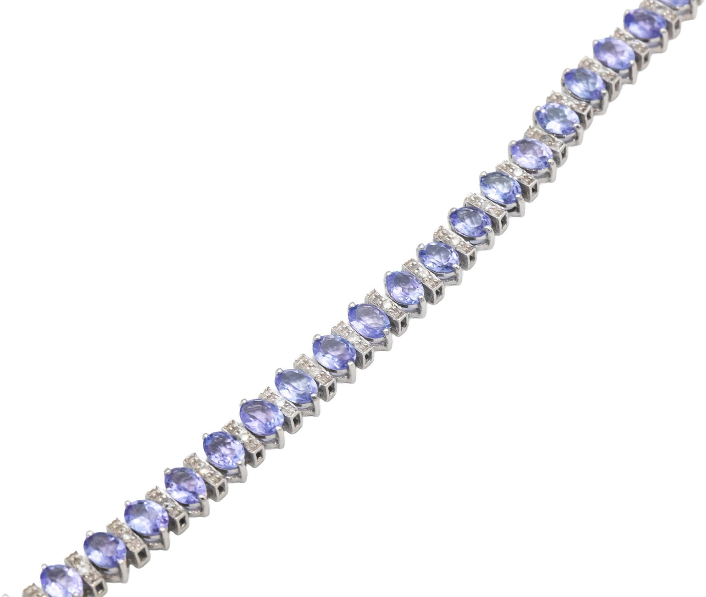 14k White Gold 6.33CT Diamond and Tanzanite Tennis Bracelet