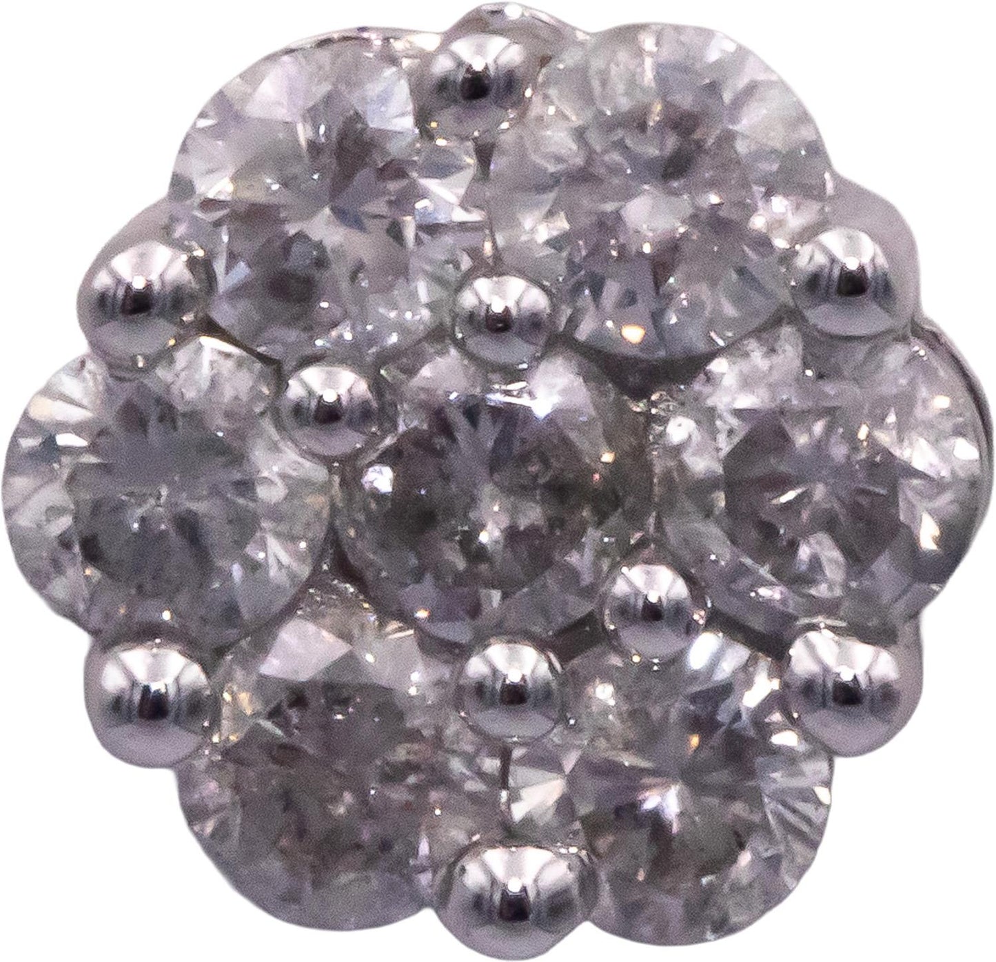 14k White Gold 0.80CT Diamond Cluster Flower Stud earrings