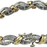 10k White & Yellow Gold Diamond Fancy Link Bracelet 3.0CT