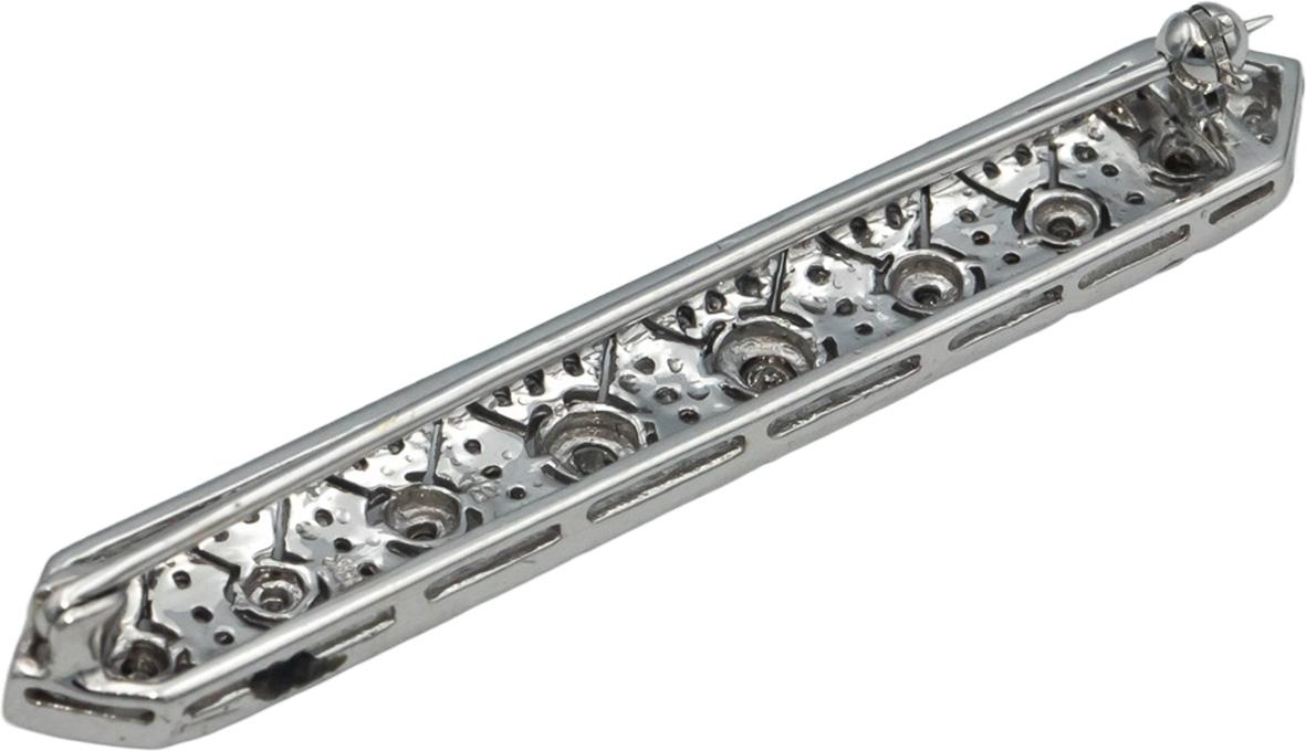 Vintage Antique 18k White Gold 0.95CT Diamond Bar Brooch Pin