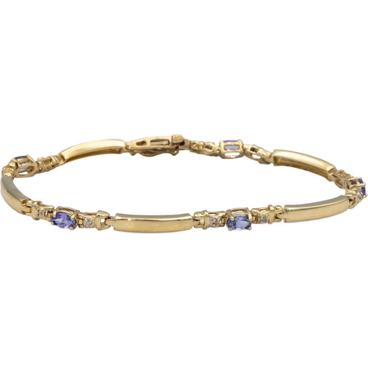 14k Yellow Gold 1.05CT Diamond and Tanzanite Bracelet