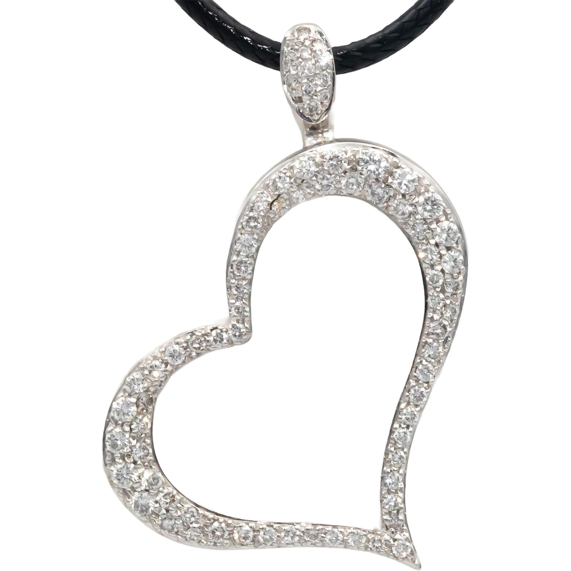 PIAGET Designer Jewelry 18k White Gold 1.0CT Diamond Heart Pendant