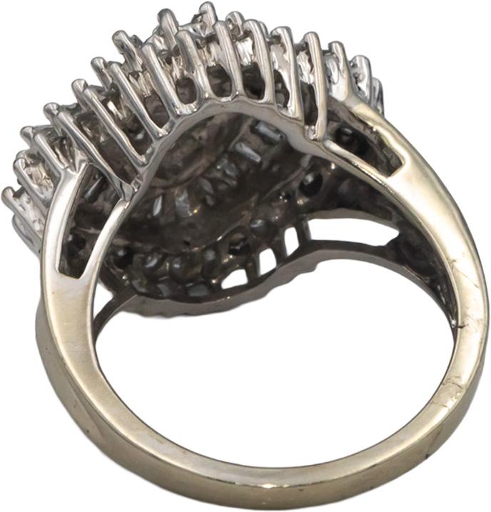 10k White Gold 1.35CT Diamond Cluster Cocktail Ring Size 7