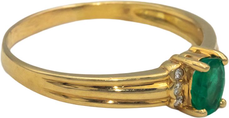 18k Yellow Gold 0.36CT Diamond and Emerald Ring Size 10