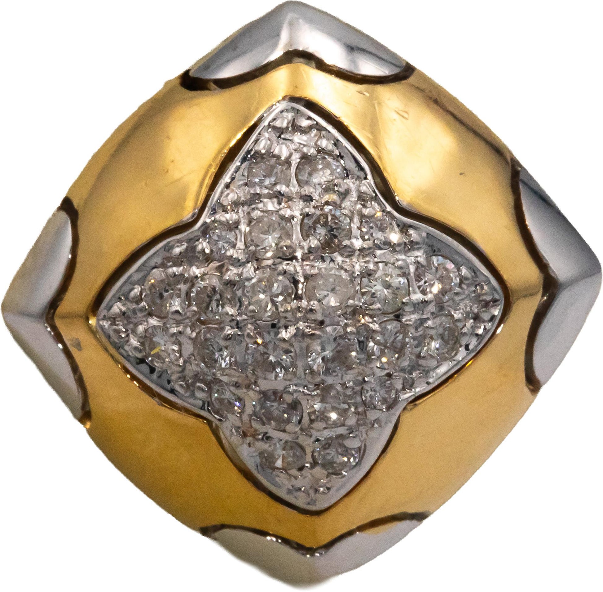 18k Yellow and White Gold VS Round Diamond Cluster Earrings 0.70CT