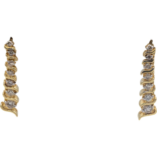 14k Yellow Gold 0.50CT Round Cut Diamond Drop Dangle Earrings