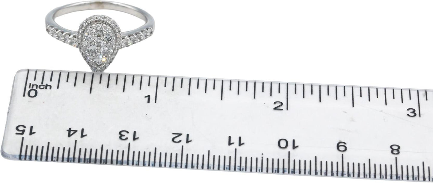 Round Diamond 14k White Gold Cluster Cocktail Ring 0.70CT Size 8.75