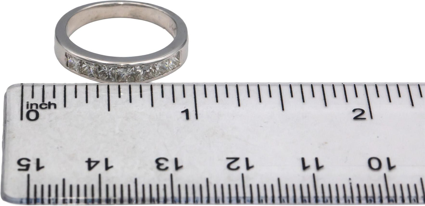 14k White Gold 1.0CT Princess Cut Diamond Wedding Band Ring Size 6.25