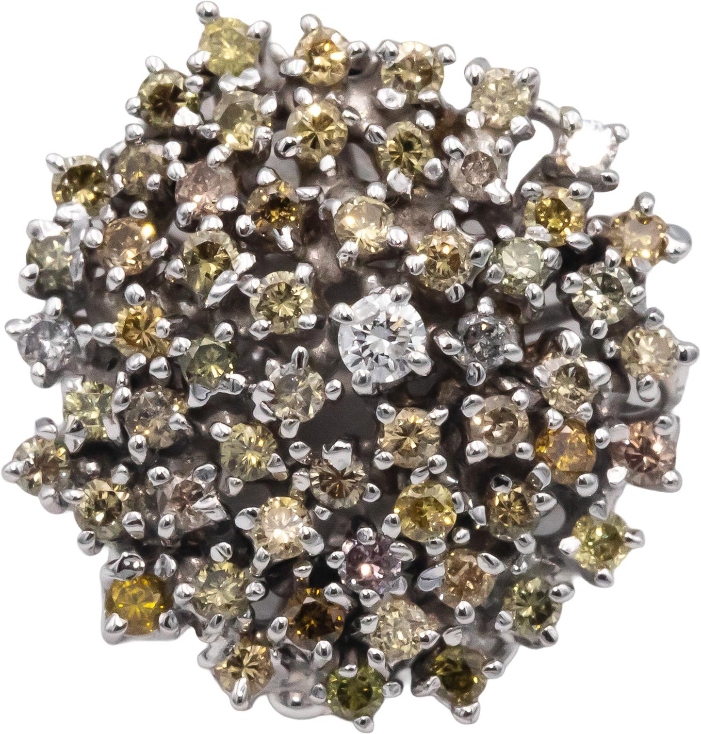 18k White Gold 1.05CT Diamond Cluster Cocktail Ring Size 8.5