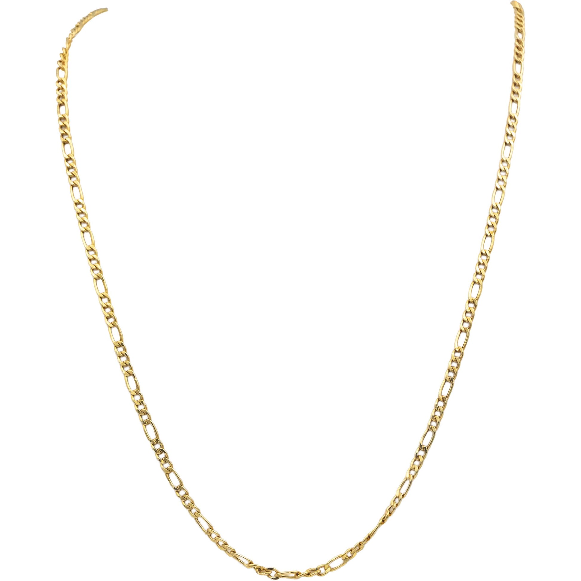 10k Yellow Gold 24" Long Hollow Figaro Link Chain Necklace