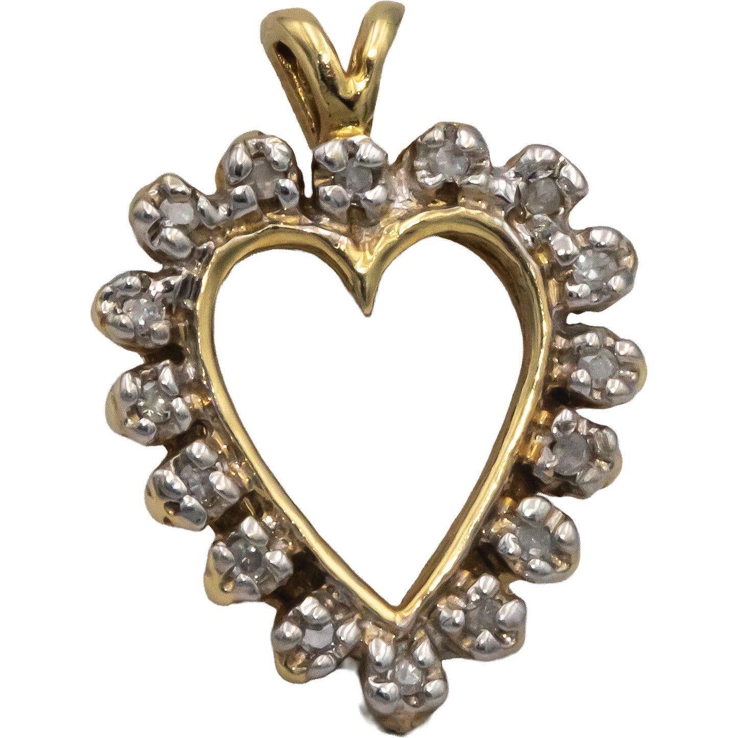 10k Yellow Gold Jewelry Round Cut Diamond Heart Pendant 0.15CT