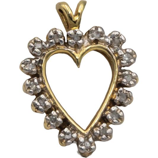 10k Yellow Gold Jewelry Round Cut Diamond Heart Pendant 0.15CT