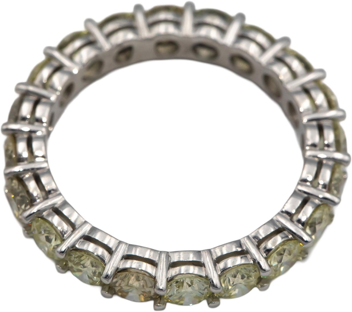 18k White Gold VS Light Yellow Diamond Eternity Band Ring 3.15CT Size 6.5