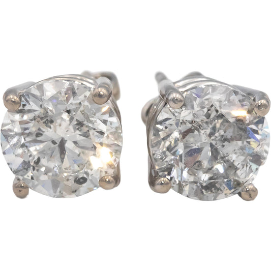 Round Cut Diamond 14k White Gold Jewelry Stud Earrings 4.01CT