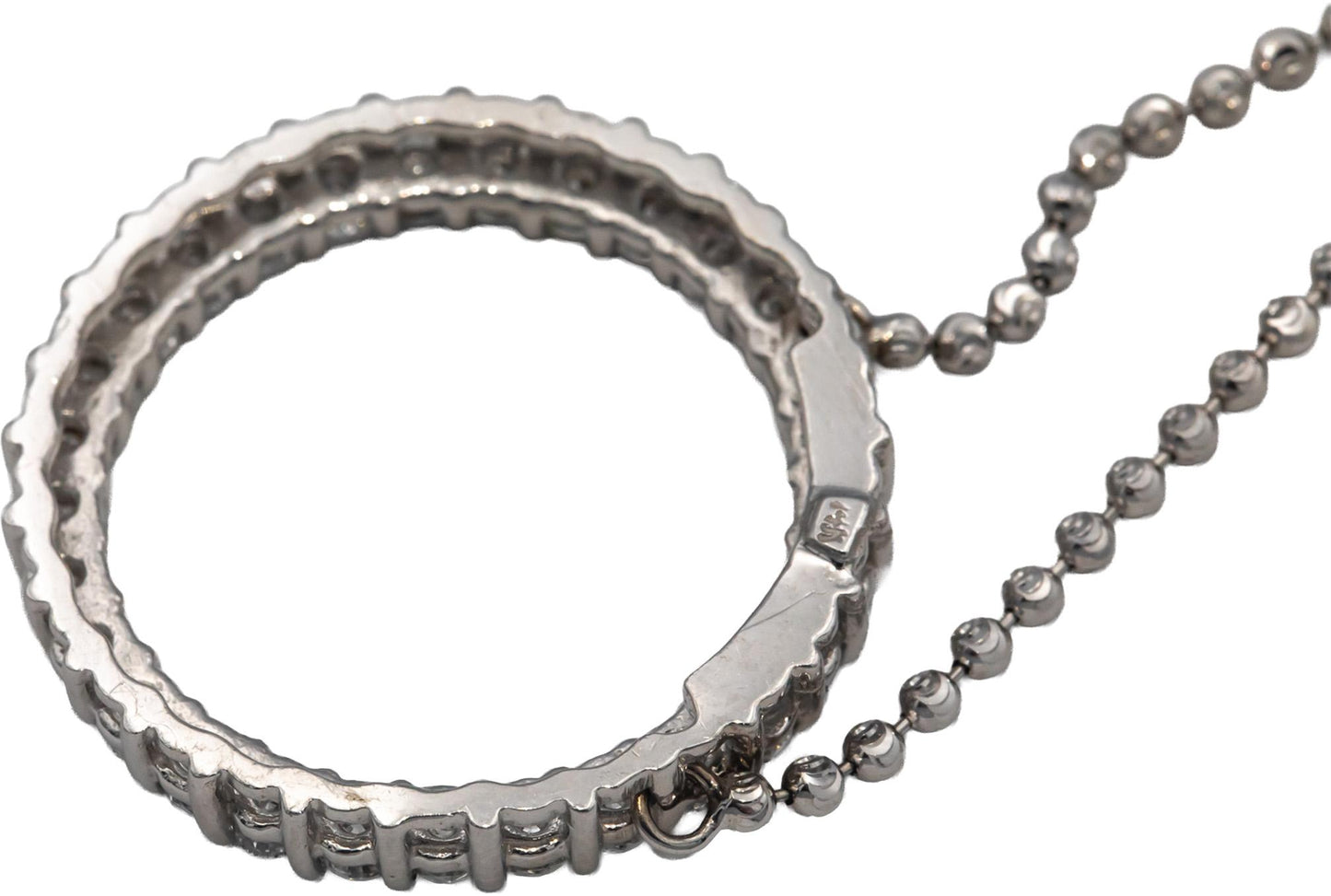 14k White Gold 2.50CT Round Cut Lab Grown Diamond Fixed Circle Pendant Necklace