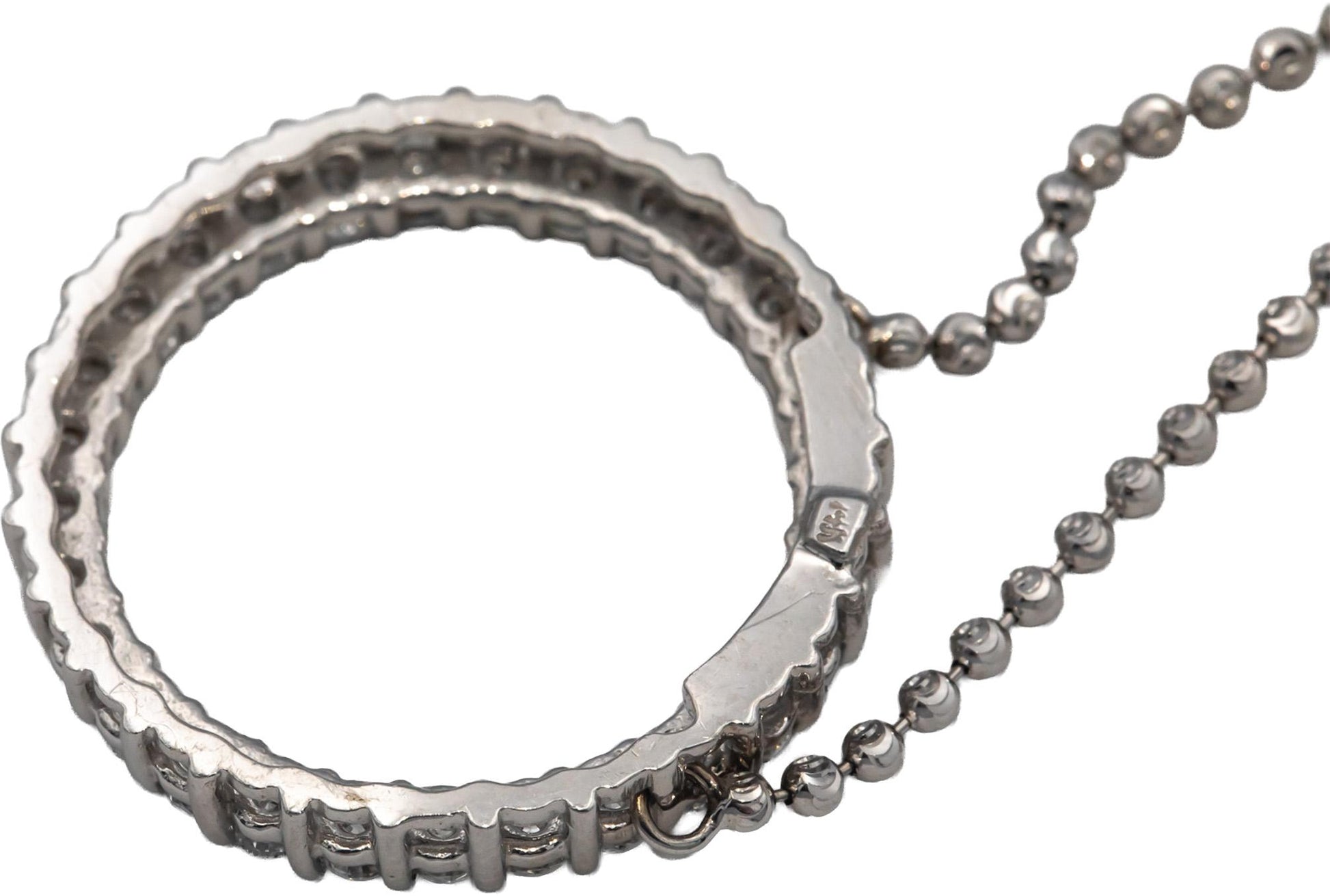 14k White Gold 2.50CT Round Cut Lab Grown Diamond Fixed Circle Pendant Necklace