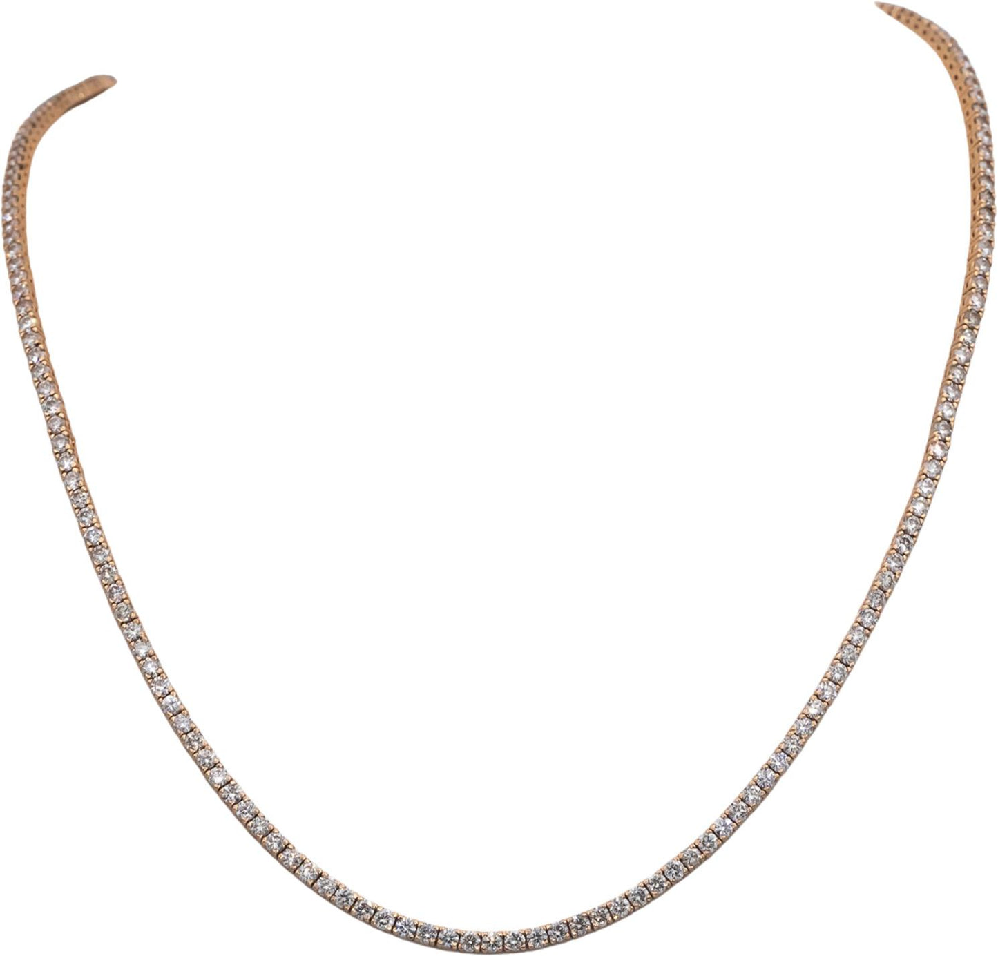 14k Rose Gold Round Diamond Tennis Necklace 17.75" Long 7.87CT