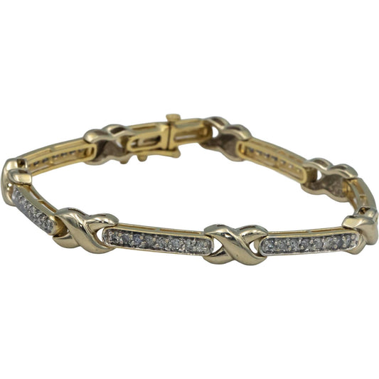 14k Yellow Gold 1.50CT Round Cut Diamond Fancy Link Tennis Bracelet