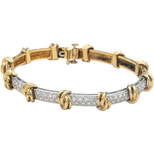14k White & Yellow Gold VS Diamond Fancy Link Bracelet 1.15CT