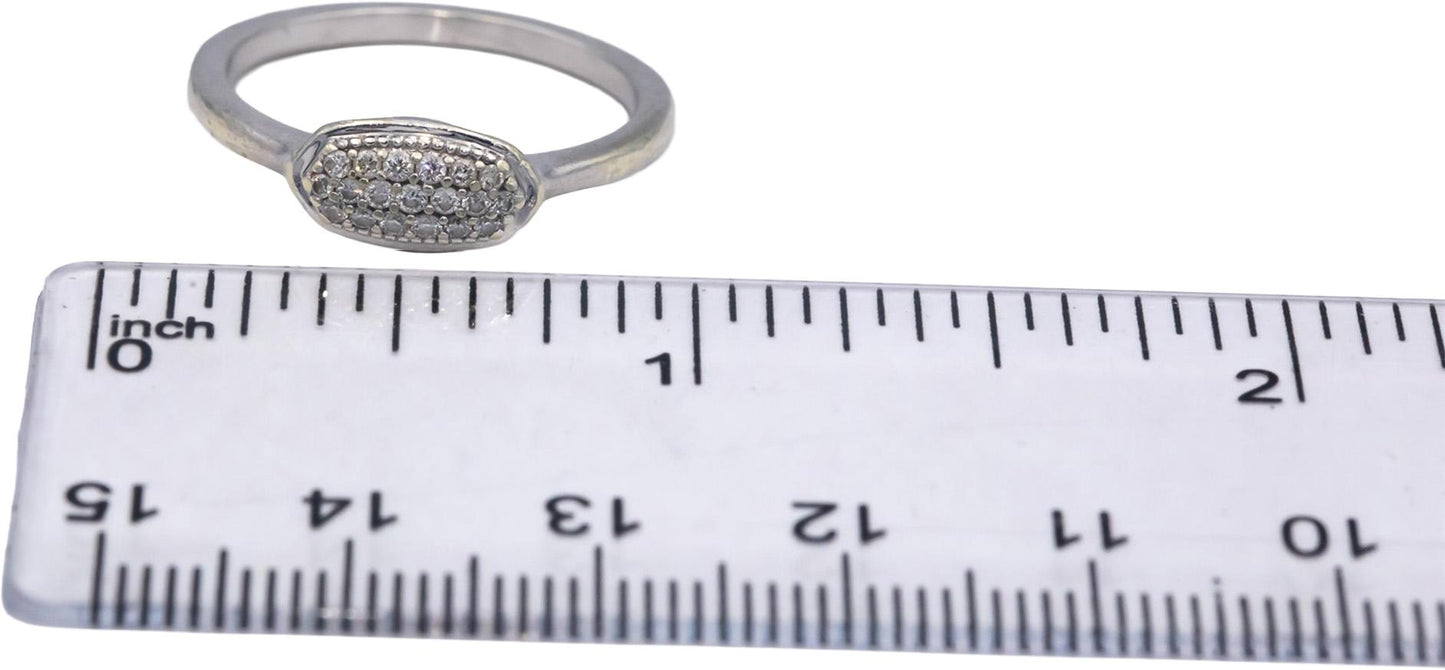 Designer 14k White Gold 0.15CT Round Cut Diamond Ring Size 8