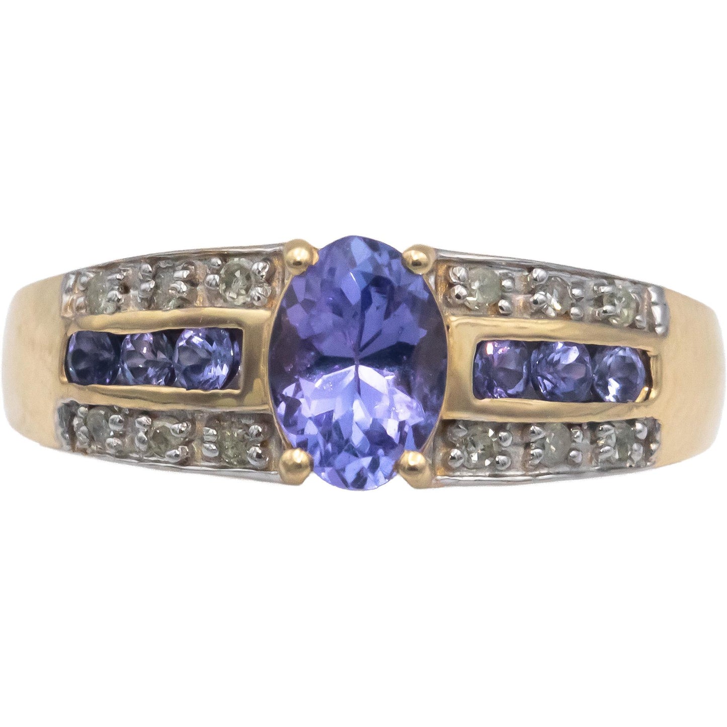 14k Yellow Gold 0.50CT Tanzanite Ring w/ Diamond Accents Size 7.25