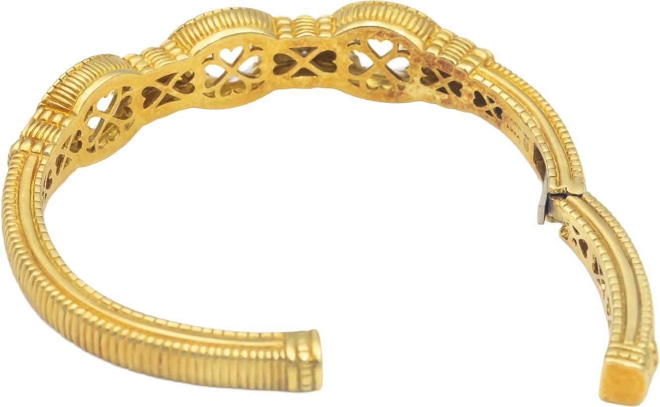 JUDITH RIPKA 18k Yellow Gold 10.18CT Diamond and Quartz Cuff Bracelet