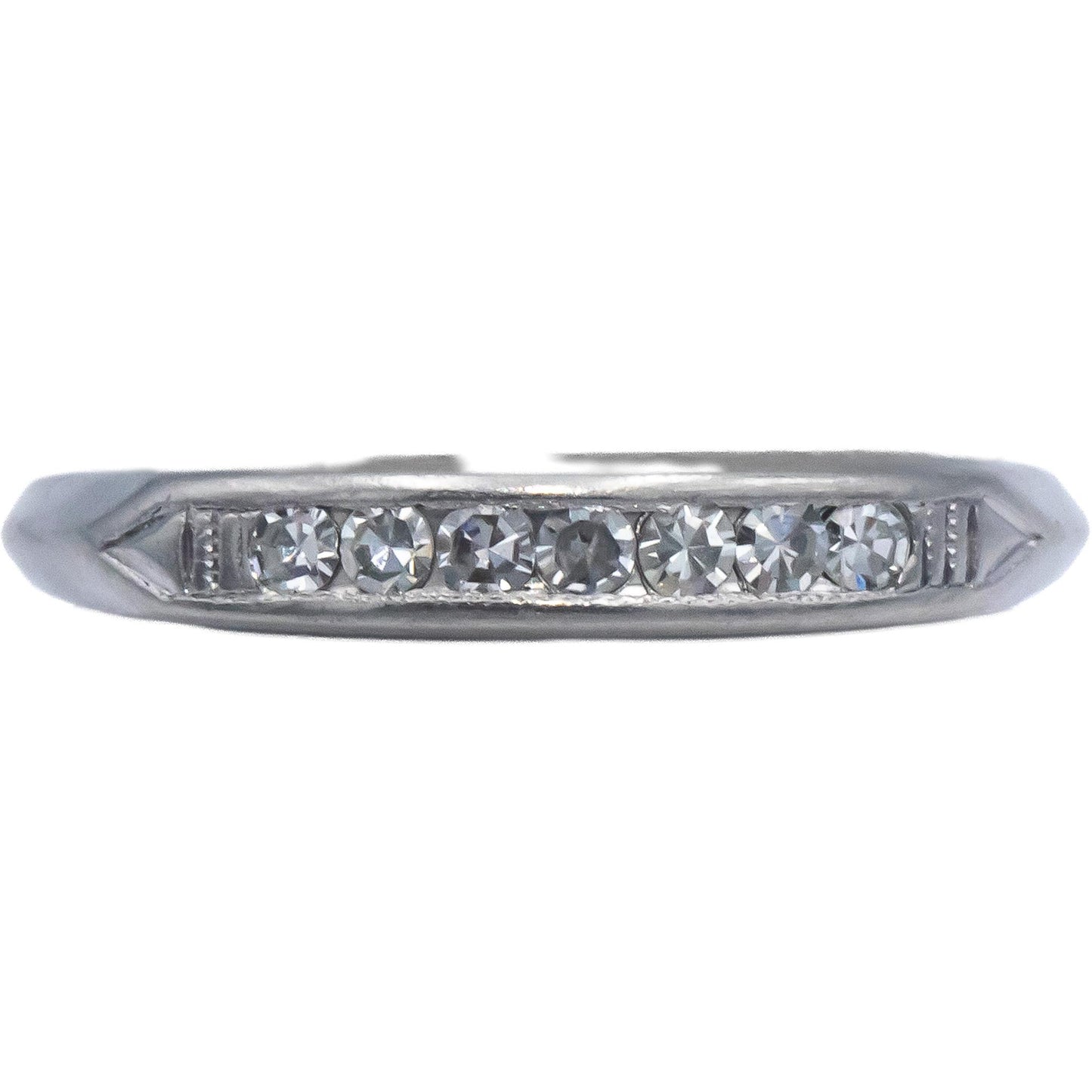 Antique Vintage Platinum 0.10CT Single Cut Diamond Band Ring Size 4.5