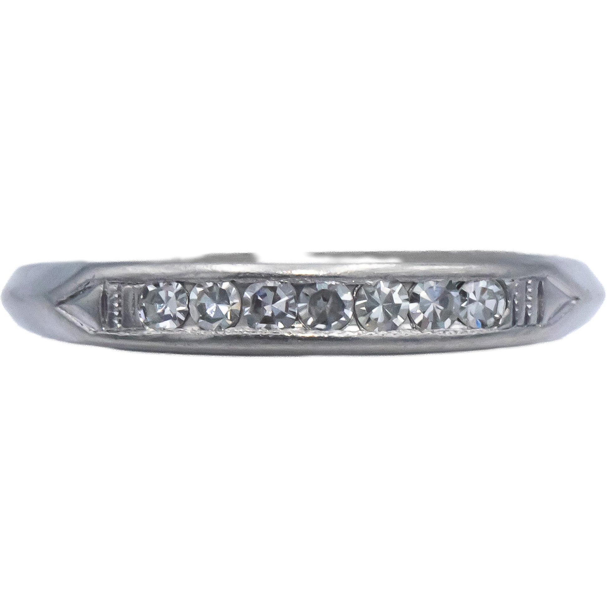Antique Vintage Platinum 0.10CT Single Cut Diamond Band Ring Size 4.5