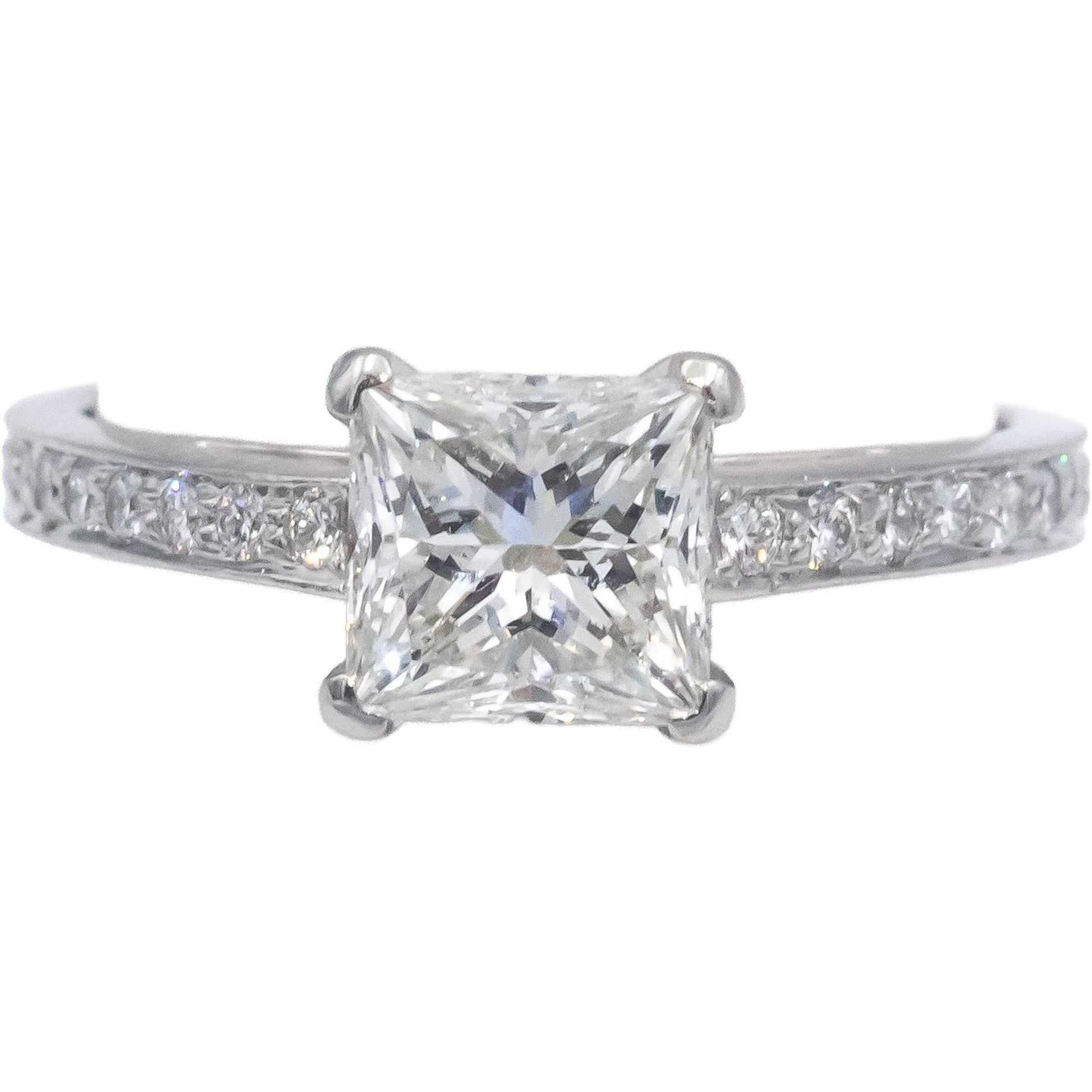 $18500 TIFFANY & CO Platinum Princess H/VVS1 Diamond Engagement Ring 1.31CT