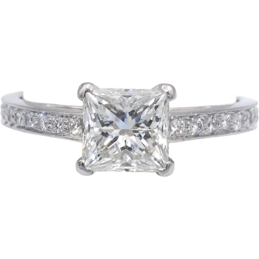 $18500 TIFFANY & CO Platinum Princess H/VVS1 Diamond Engagement Ring 1.31CT