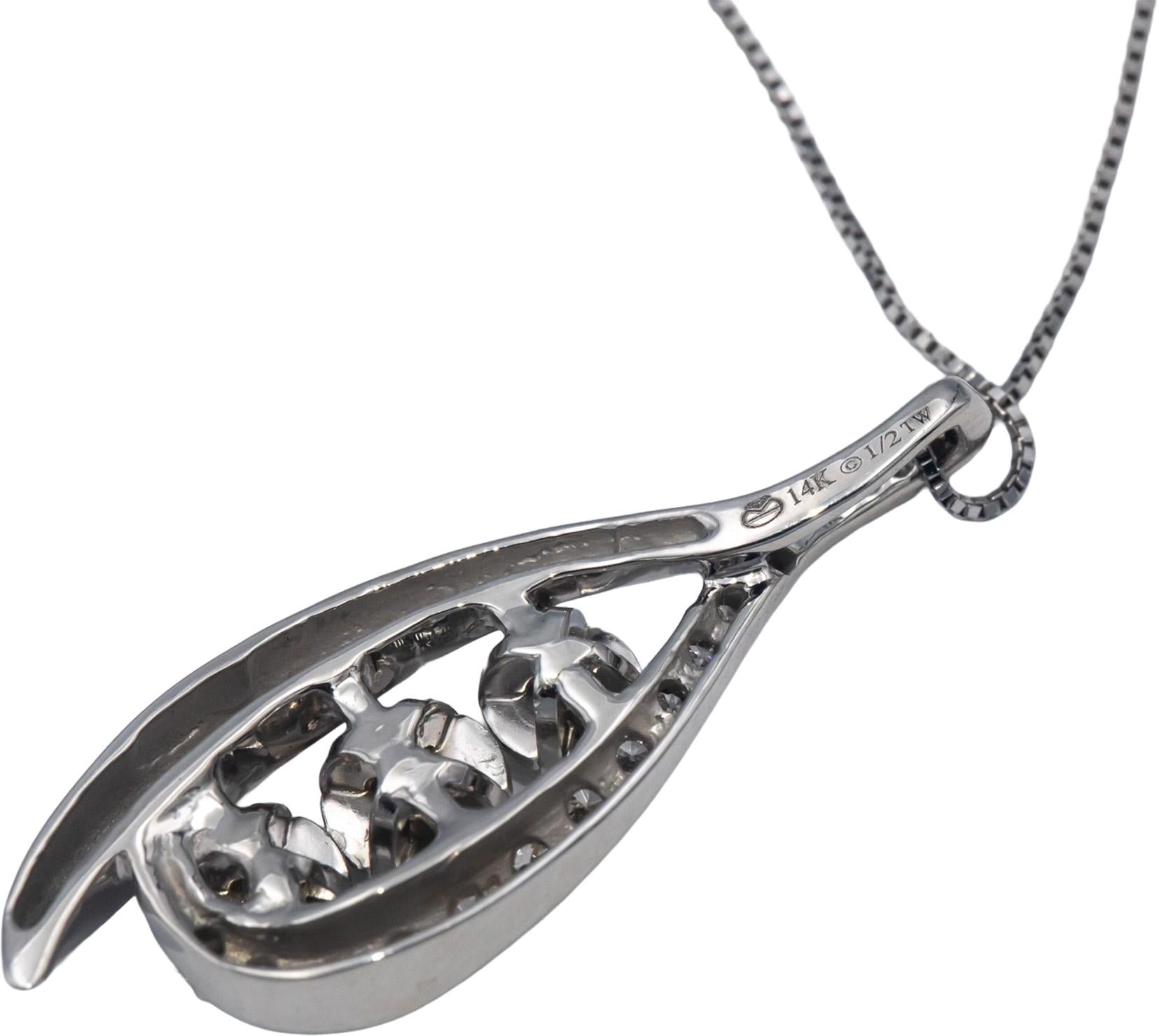 14k White Gold Jewelry 0.50CT VS Round Cut Diamond Pendant Necklace