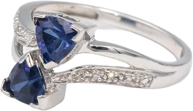 10k White Gold 1.0CT Synthetic Blue Sapphire and Diamond Ring Size 6.75