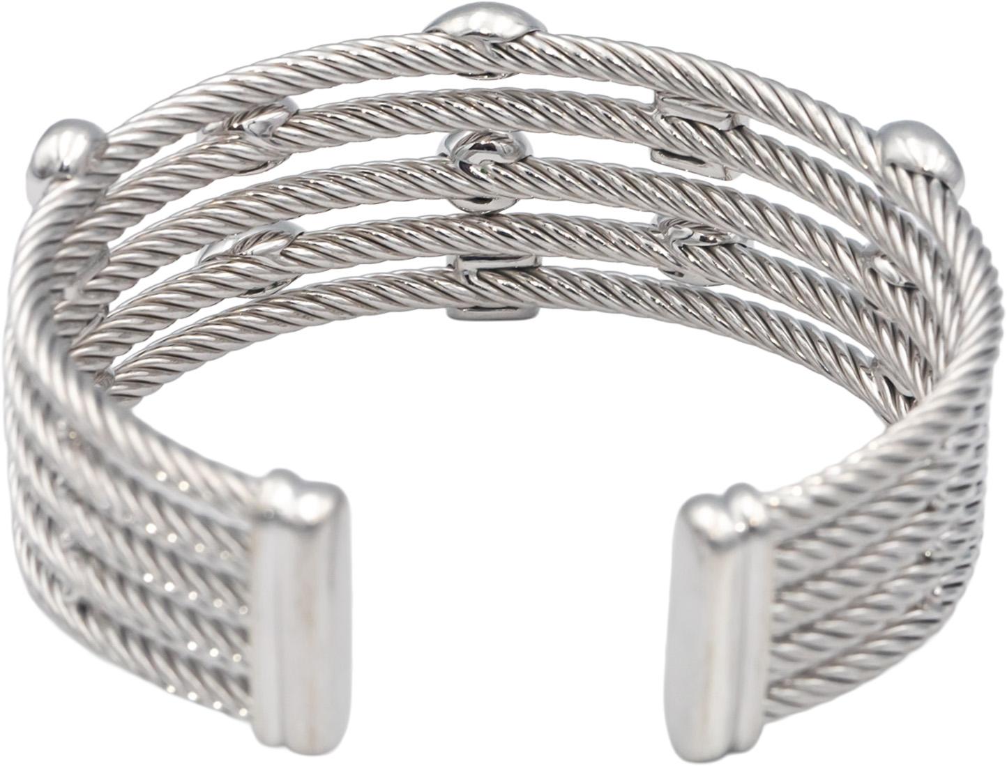DAVID YURMAN Sterling Silver 0.62CT VS Diamond Confetti Wide Cuff Cable Bracelet