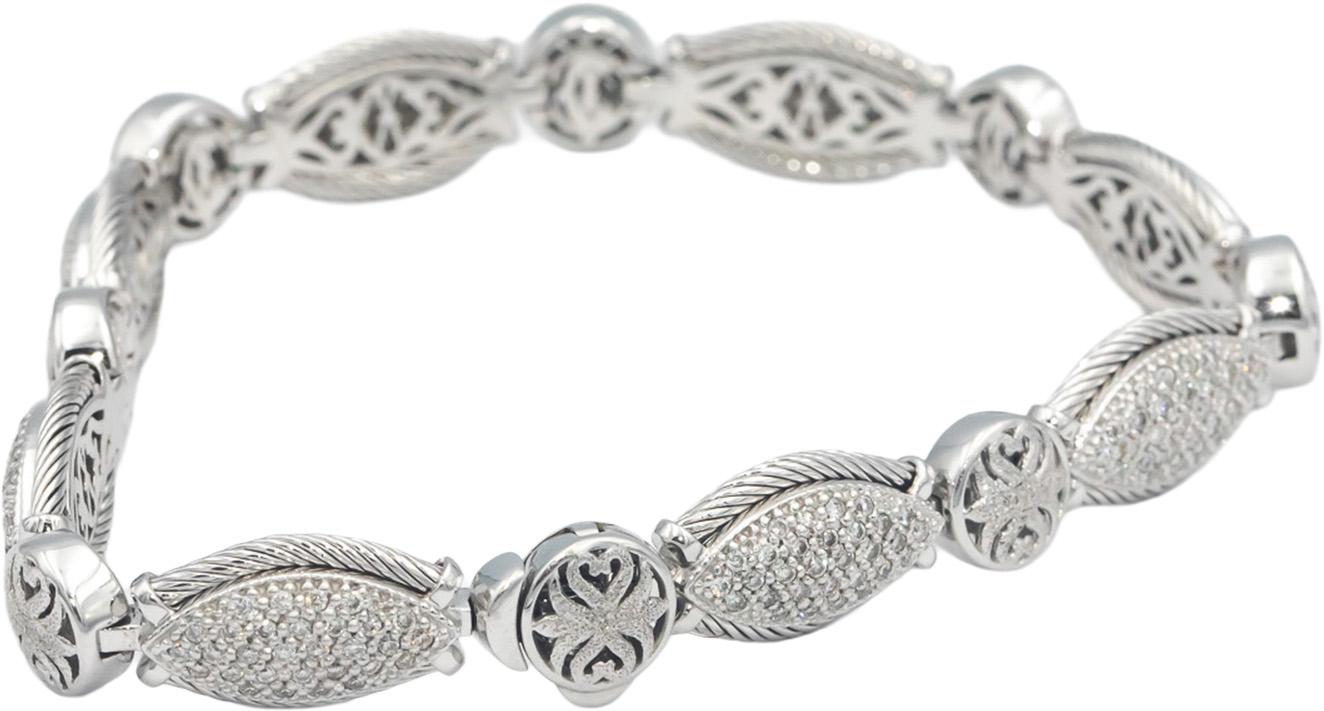 PHILIPPE CHARRIOL 18k White Gold VS Diamond Pave Fancy Link Bracelet 1.10CT